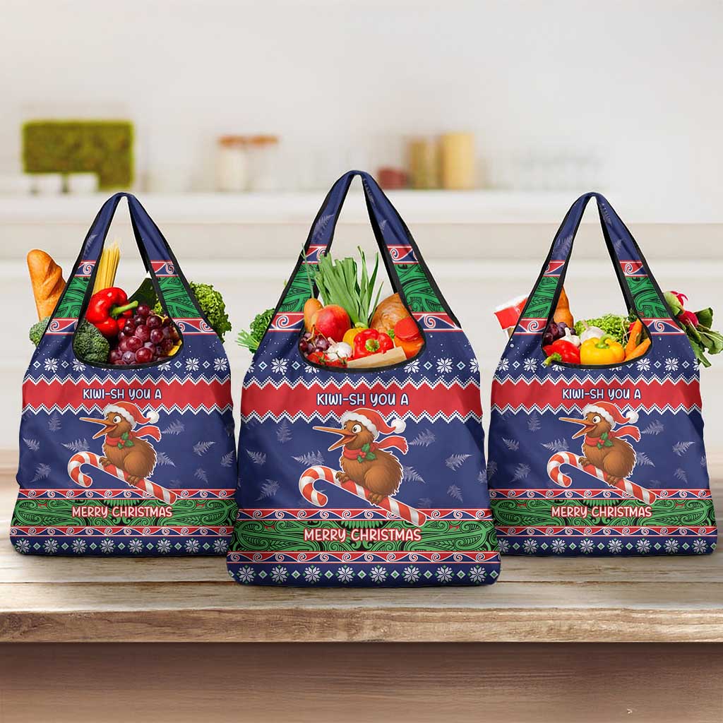 New Zealand Christmas Grocery Bag Kiwi-sh You A Merry Christmas LT05 3-pack One Size Blue - Polynesian Pride