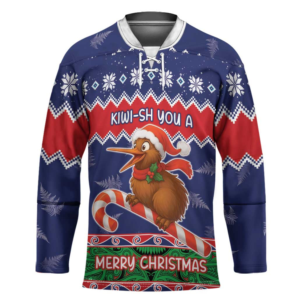 New Zealand Christmas Hockey Jersey Kiwi-sh You A Merry Christmas LT05 Unisex Blue - Polynesian Pride