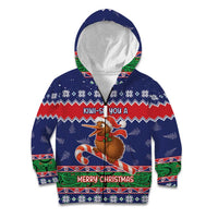 New Zealand Christmas Kid Hoodie Kiwi-sh You A Merry Christmas LT05 Zip Hoodie Blue - Polynesian Pride