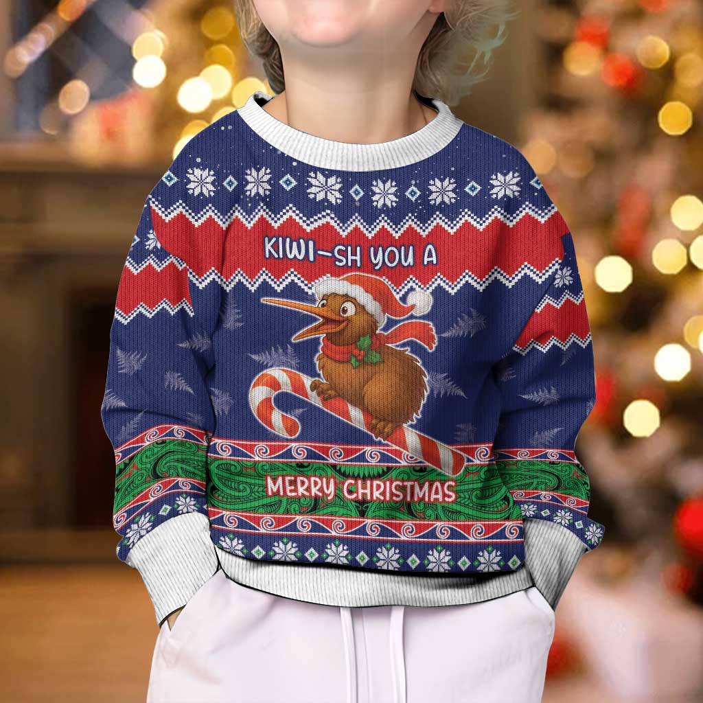 New Zealand Christmas Kid Ugly Christmas Sweater Kiwi-sh You A Merry Christmas LT05 - Polynesian Pride