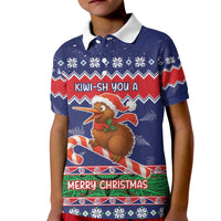 New Zealand Christmas Kid Polo Shirt Kiwi-sh You A Merry Christmas LT05 Kid Blue - Polynesian Pride
