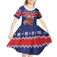 New Zealand Christmas Kid Short Sleeve Dress Kiwi-sh You A Merry Christmas LT05 - Polynesian Pride