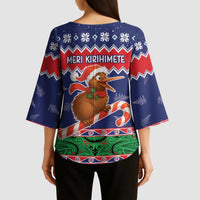 New Zealand Christmas Kimono Sleeve Blouse Kiwi-sh You A Merry Christmas LT05 - Polynesian Pride