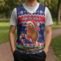 New Zealand Christmas Knitted V-Neck Vest Kiwi-sh You A Merry Christmas LT05 - Polynesian Pride