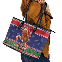 New Zealand Christmas Leather Tote Bag Kiwi-sh You A Merry Christmas LT05 - Polynesian Pride