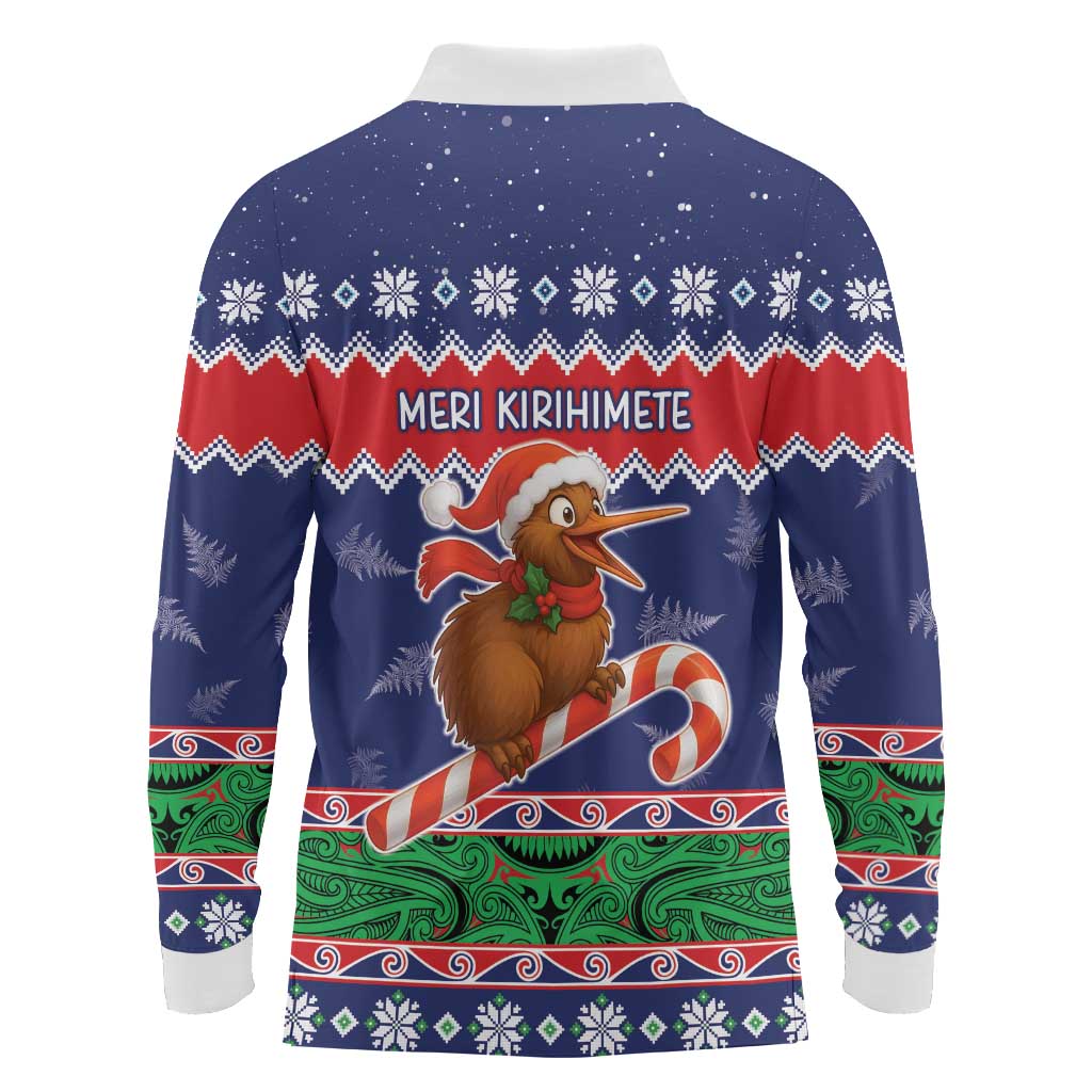 New Zealand Christmas Long Sleeve Polo Shirt Kiwi-sh You A Merry Christmas LT05 - Polynesian Pride