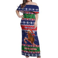 New Zealand Christmas Off Shoulder Maxi Dress Kiwi-sh You A Merry Christmas LT05 Women Blue - Polynesian Pride