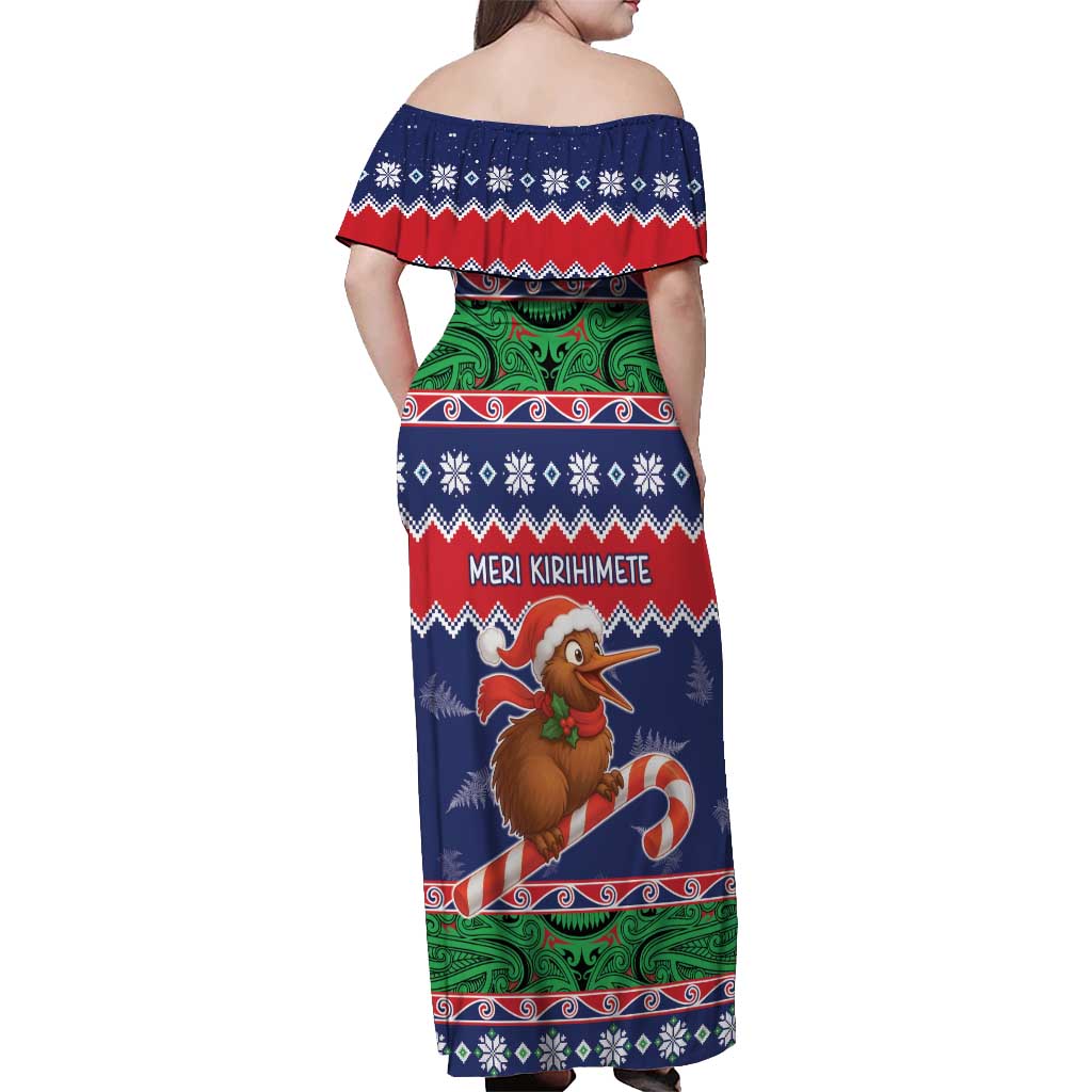 New Zealand Christmas Off Shoulder Maxi Dress Kiwi-sh You A Merry Christmas LT05 - Polynesian Pride