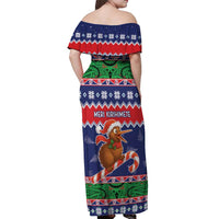 New Zealand Christmas Off Shoulder Maxi Dress Kiwi-sh You A Merry Christmas LT05 - Polynesian Pride