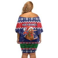 New Zealand Christmas Off Shoulder Short Dress Kiwi-sh You A Merry Christmas LT05 - Polynesian Pride