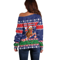 New Zealand Christmas Off Shoulder Sweater Kiwi-sh You A Merry Christmas LT05 - Polynesian Pride