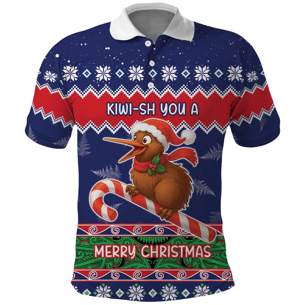 New Zealand Christmas Polo Shirt Kiwi-sh You A Merry Christmas LT05 Blue - Polynesian Pride