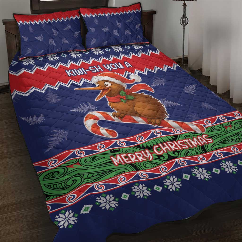 New Zealand Christmas Quilt Bed Set Kiwi-sh You A Merry Christmas LT05 Blue - Polynesian Pride