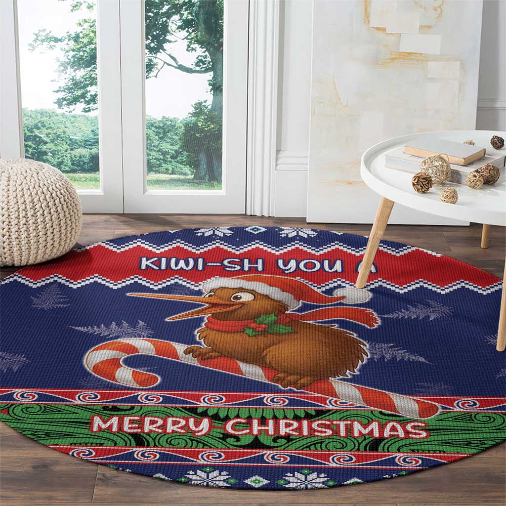 New Zealand Christmas Round Carpet Kiwi-sh You A Merry Christmas LT05 - Polynesian Pride