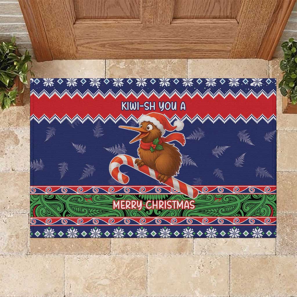 New Zealand Christmas Rubber Doormat Kiwi-sh You A Merry Christmas LT05 Blue - Polynesian Pride