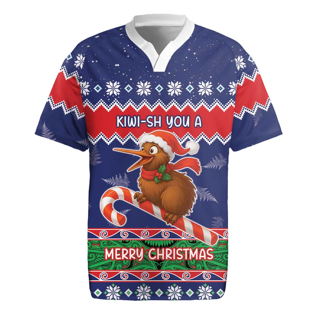 New Zealand Christmas Rugby Jersey Kiwi-sh You A Merry Christmas LT05 Blue - Polynesian Pride