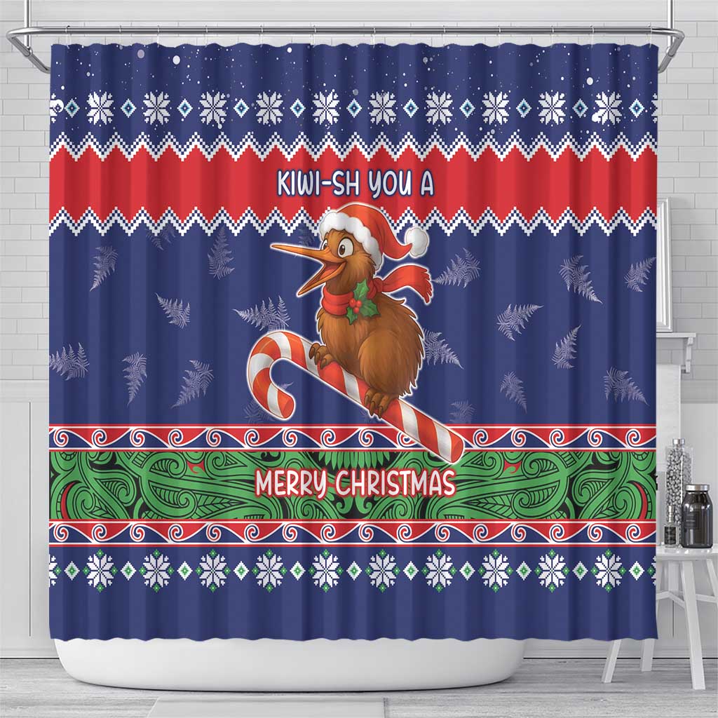 New Zealand Christmas Shower Curtain Kiwi-sh You A Merry Christmas LT05 - Polynesian Pride
