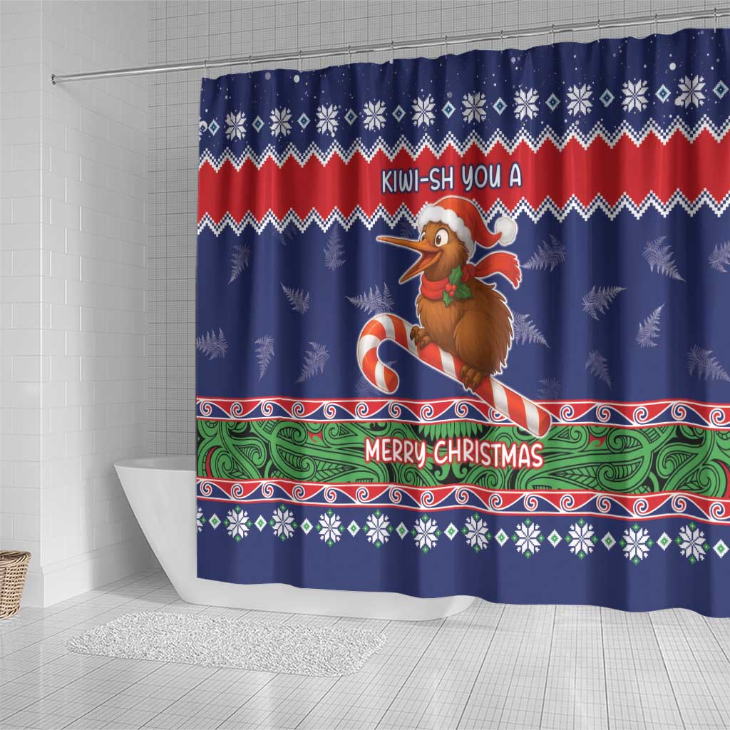 New Zealand Christmas Shower Curtain Kiwi-sh You A Merry Christmas LT05 - Polynesian Pride