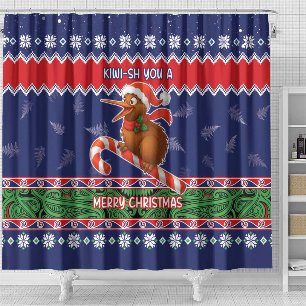 New Zealand Christmas Shower Curtain Kiwi-sh You A Merry Christmas LT05 - Polynesian Pride