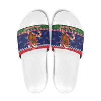 New Zealand Christmas Slide Sandals Kiwi-sh You A Merry Christmas LT05 Blue - Polynesian Pride