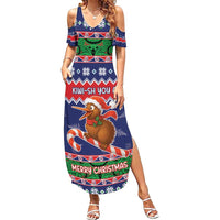 New Zealand Christmas Summer Maxi Dress Kiwi-sh You A Merry Christmas LT05 Women Blue - Polynesian Pride