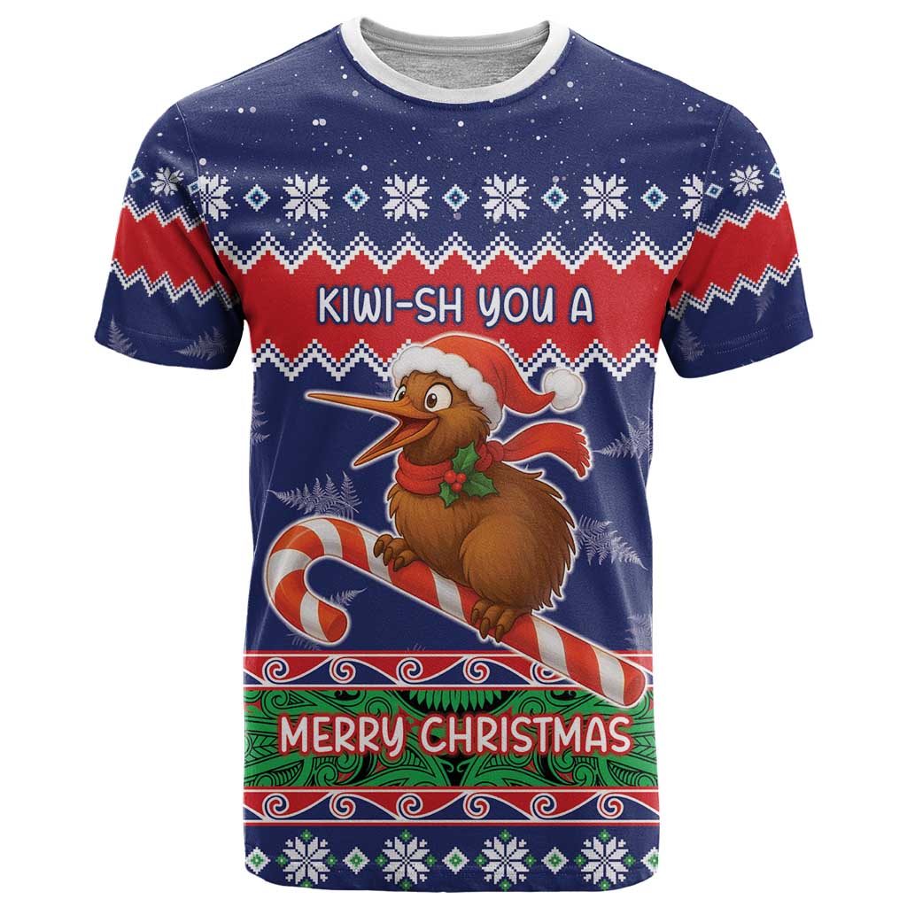 New Zealand Christmas T Shirt Kiwi-sh You A Merry Christmas LT05 Blue - Polynesian Pride