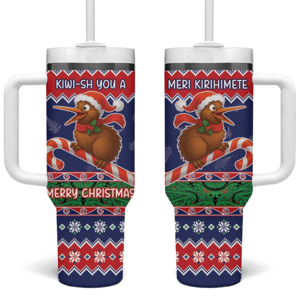New Zealand Christmas Tumbler With Handle Kiwi-sh You A Merry Christmas LT05 One Size: 40 oz Blue - Polynesian Pride