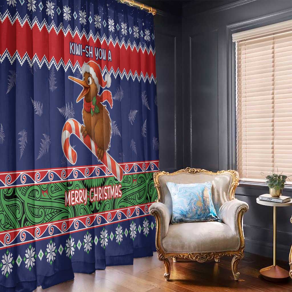 New Zealand Christmas Window Curtain Kiwi-sh You A Merry Christmas LT05 - Polynesian Pride