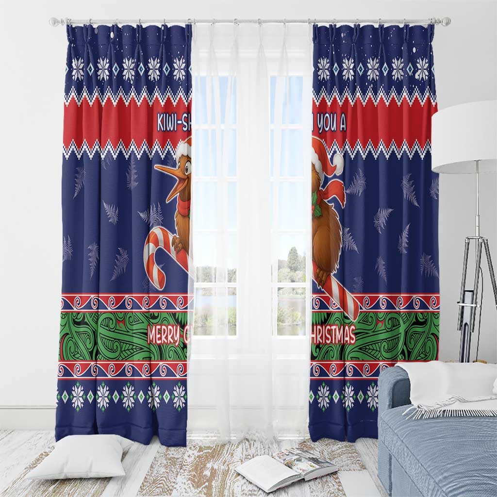 New Zealand Christmas Window Curtain Kiwi-sh You A Merry Christmas LT05 - Polynesian Pride