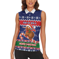 New Zealand Christmas Women Sleeveless Polo Shirt Kiwi-sh You A Merry Christmas LT05 - Polynesian Pride