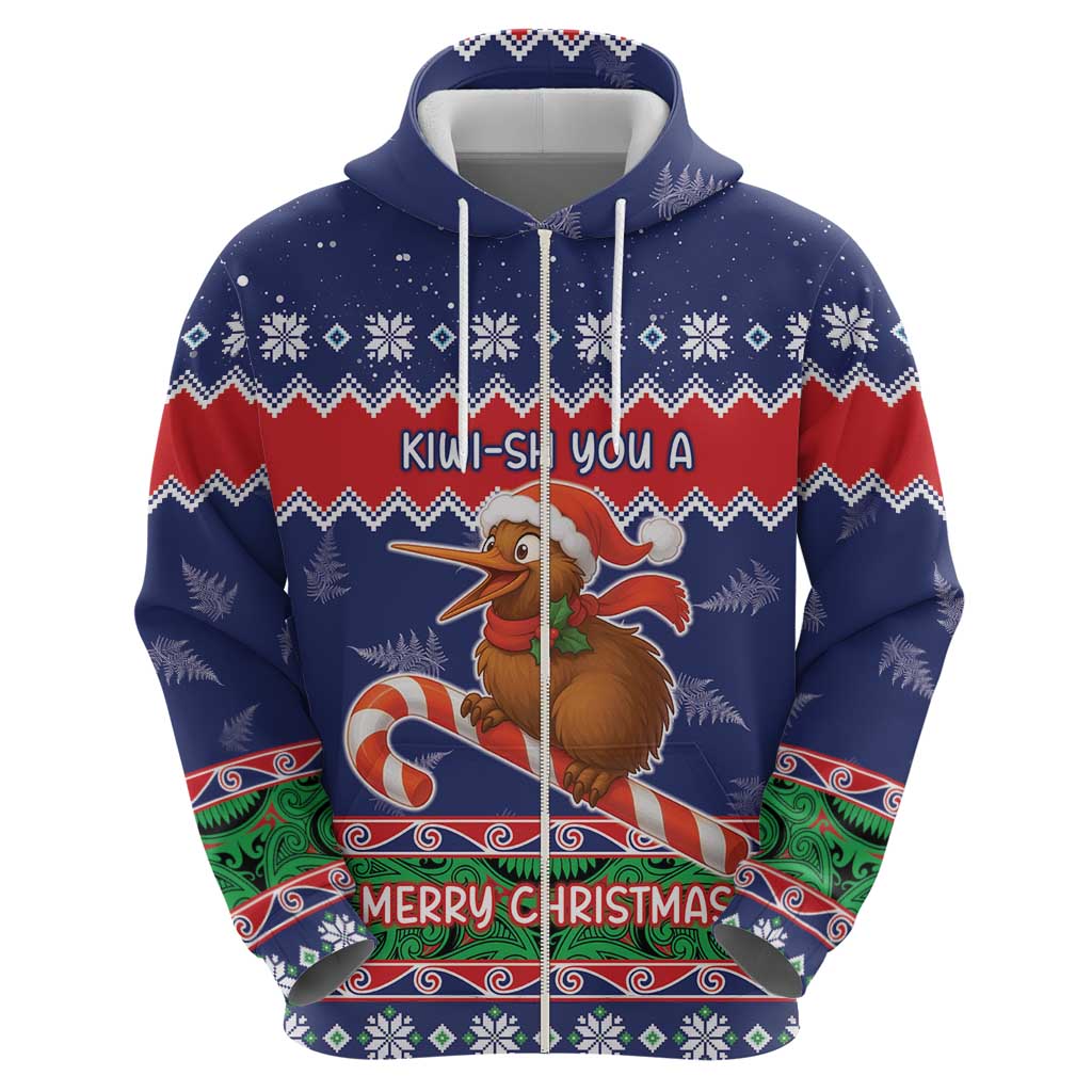 New Zealand Christmas Zip Hoodie Kiwi-sh You A Merry Christmas LT05 - Polynesian Pride
