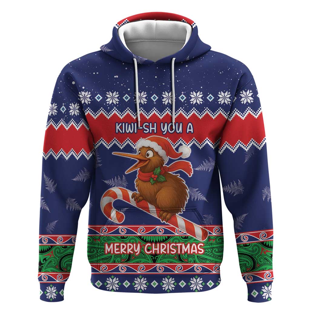 New Zealand Christmas Zip Hoodie Kiwi-sh You A Merry Christmas LT05 Pullover Hoodie Blue - Polynesian Pride