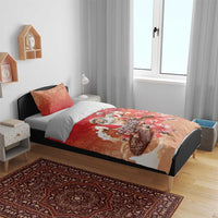 Hawaii Funny Christmas Bedding Set Santa Surfing With Tapa Pattern - Polynesian Pride