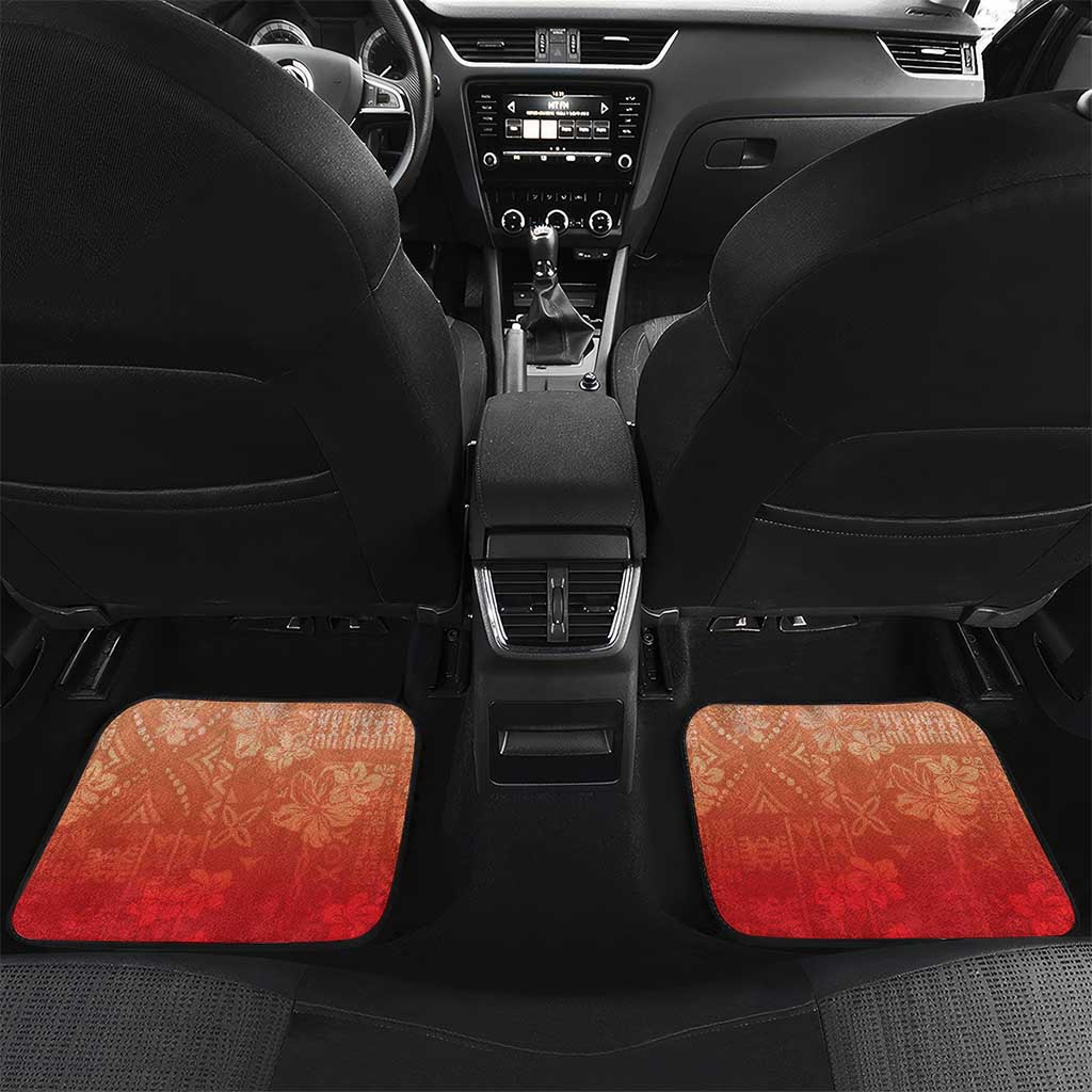 Hawaii Funny Christmas Car Mats Santa Surfing With Tapa Pattern - Polynesian Pride