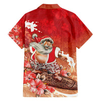Hawaii Funny Christmas Family Matching Long Sleeve Bodycon Dress and Hawaiian Shirt Santa Surfing With Tapa Pattern LT05 - Polynesian Pride