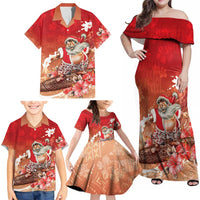 Hawaii Funny Christmas Family Matching Off Shoulder Maxi Dress and Hawaiian Shirt Santa Surfing With Tapa Pattern LT05 - Polynesian Pride