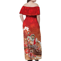 Hawaii Funny Christmas Family Matching Off Shoulder Maxi Dress and Hawaiian Shirt Santa Surfing With Tapa Pattern LT05 - Polynesian Pride