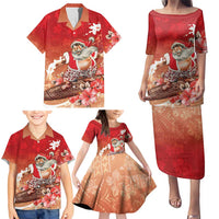 Hawaii Funny Christmas Family Matching Puletasi and Hawaiian Shirt Santa Surfing With Tapa Pattern LT05 - Polynesian Pride
