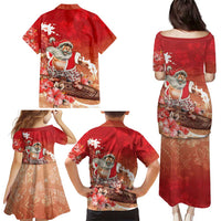 Hawaii Funny Christmas Family Matching Puletasi and Hawaiian Shirt Santa Surfing With Tapa Pattern LT05 - Polynesian Pride