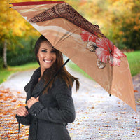 Hawaii Funny Christmas Umbrella Santa Surfing With Tapa Pattern - Polynesian Pride