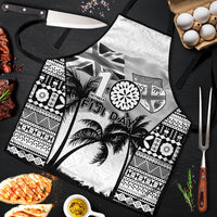 Fiji Day 2026 Apron Masi Tapa Pattern With Palm Tree White Version LT05 White - Polynesian Pride