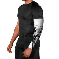 Personalised Fiji Day 2026 Arm Sleeves Masi Tapa Pattern With Palm Tree White Version LT05 - Polynesian Pride