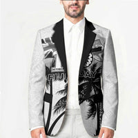 Personalised Fiji Day 2026 Blazer Masi Tapa Pattern With Palm Tree White Version LT05 - Polynesian Pride