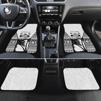 Personalised Fiji Day 2026 Car Mats Masi Tapa Pattern With Palm Tree White Version LT05 Set 4pcs White - Polynesian Pride