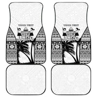 Personalised Fiji Day 2026 Car Mats Masi Tapa Pattern With Palm Tree White Version LT05 - Polynesian Pride