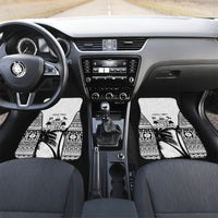 Personalised Fiji Day 2026 Car Mats Masi Tapa Pattern With Palm Tree White Version LT05 Set 2pcs - Front White - Polynesian Pride