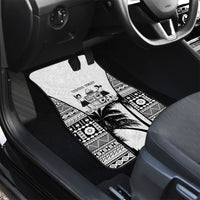 Personalised Fiji Day 2026 Car Mats Masi Tapa Pattern With Palm Tree White Version LT05 - Polynesian Pride