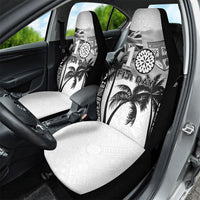 Fiji Day 2026 Car Seat Cover Masi Tapa Pattern With Palm Tree White Version LT05 - Polynesian Pride