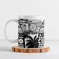 Personalised Fiji Day 2026 Ceramic Mug Masi Tapa Pattern With Palm Tree White Version LT05 White - Polynesian Pride