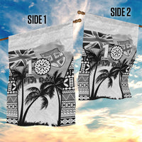 Fiji Day 2026 Garden Flag Masi Tapa Pattern With Palm Tree White Version